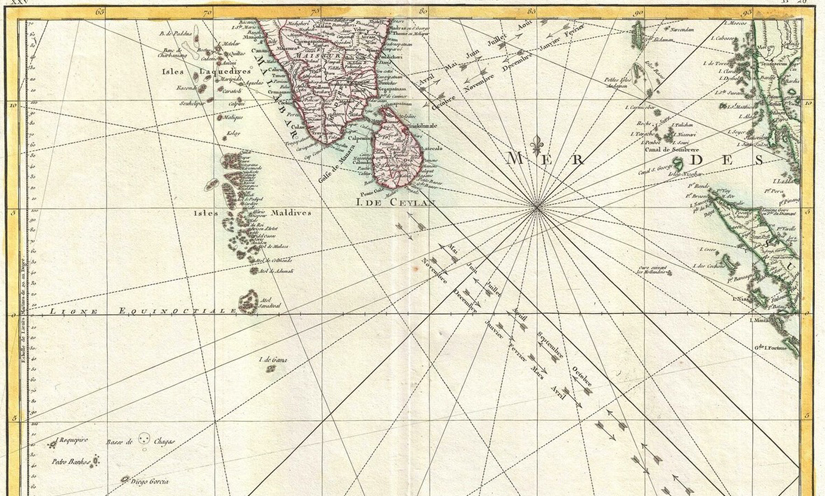 Sri Lanka antique map by Rigobert Bonne, dated 1770