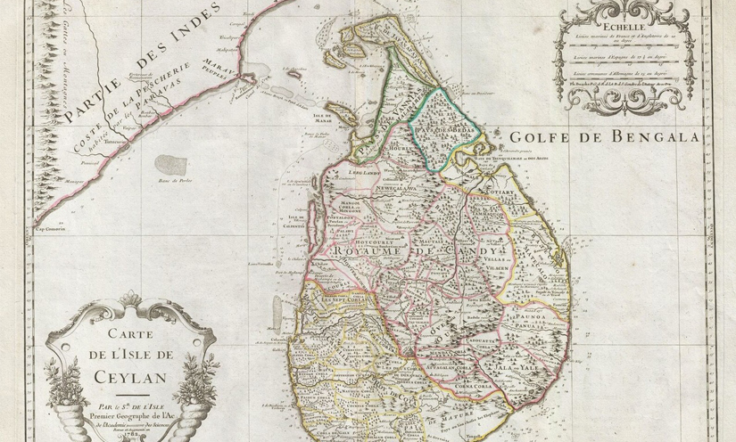 Sri Lanka map by 1782 by Guillaume de L’Isle