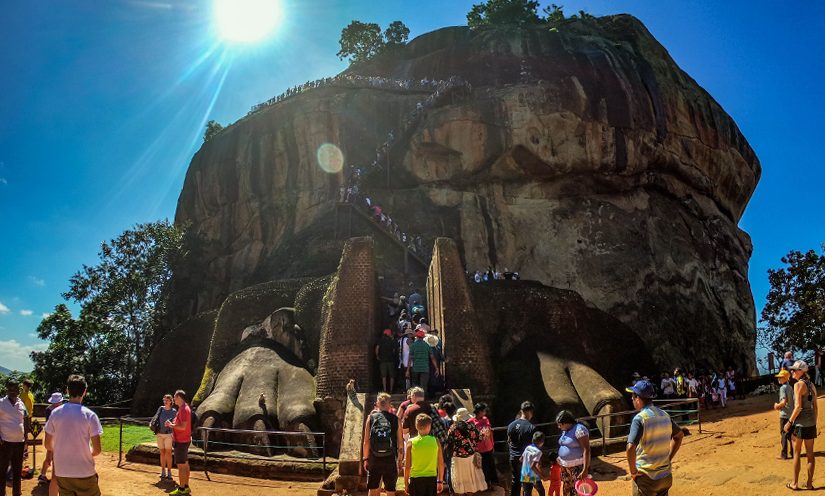 The entrance is through the Lion Gate at Sigiriya Sri Lanka